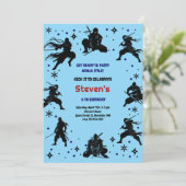 Ninja stijl kinderverjaardag kaart (Staand voorkant)