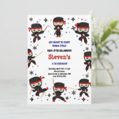 Ninja stijl kinderverjaardag kaart (Staand voorkant)