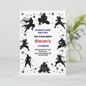 Ninja stijl kinderverjaardag kaart (Staand voorkant)