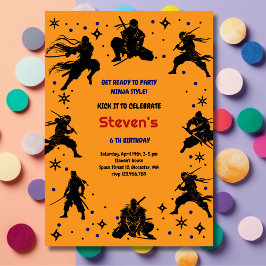 Ninja stijl kinderverjaardag kaart