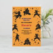 Ninja stijl kinderverjaardag kaart (Staand voorkant)