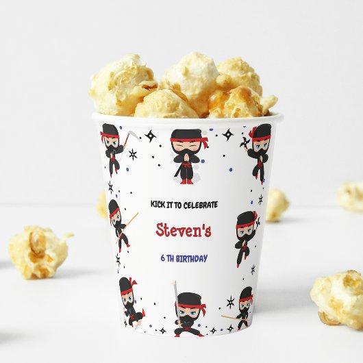 Ninja stijl kinderverjaardag papieren bekers