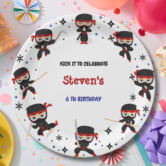 Ninja stijl kinderverjaardag papieren bordje