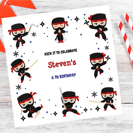 Ninja stijl kinderverjaardag servet