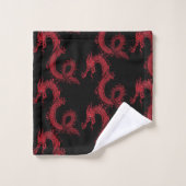 Ninja Style Red Chinese Dragons & Black Bad Handdoek (Wasdoekje)