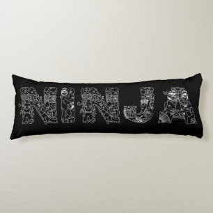 Ninja superb Witte tekst op zwart Lichaamskussen