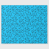 Ninja Sword en Throwing Stars Pattern Black Blue Cadeaupapier (Vlak)