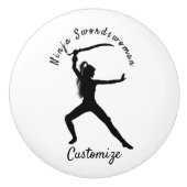 Ninja Szwaardvrouw Silhouette Thunder_Cove Keramische Knop (Voorkant)