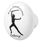 Ninja Szwaardvrouw Silhouette Thunder_Cove Keramische Knop (Rechts)