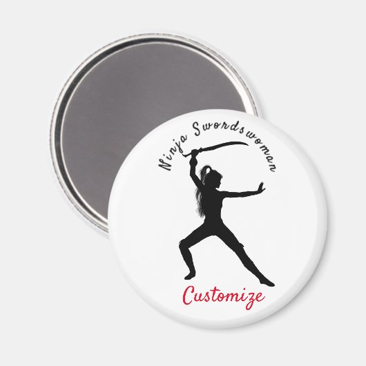 Ninja Szwaardvrouw Silhouette Thunder_Cove Magneet (Voorkant / Achterkant)