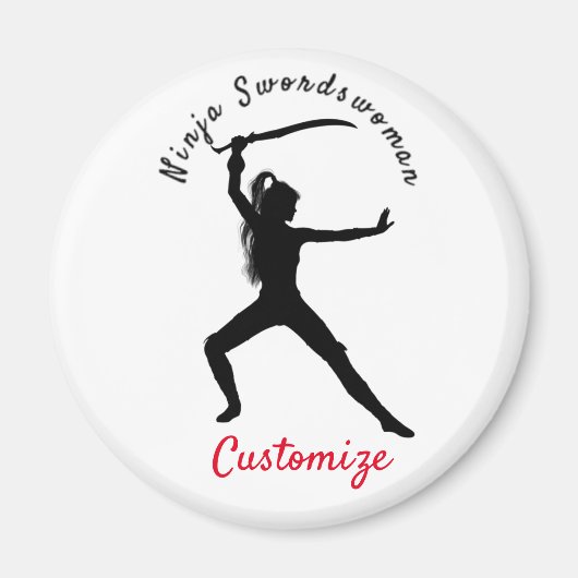 Ninja Szwaardvrouw Silhouette Thunder_Cove Magneet (Voorkant)