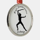 Ninja Szwaardvrouw Silhouette Thunder_Cove Metalen Ornament (Rechts)