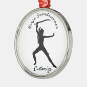 Ninja Szwaardvrouw Silhouette Thunder_Cove Metalen Ornament (Links)