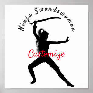 Ninja Szwaardvrouw Silhouette Thunder_Cove Poster