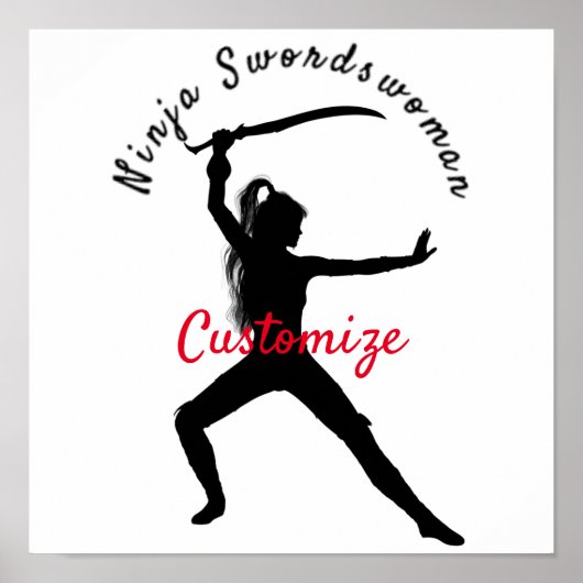 Ninja Szwaardvrouw Silhouette Thunder_Cove Poster (Voorkant)