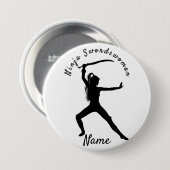 Ninja Szwaardvrouw Silhouette Thunder_Cove Ronde Button 7,6 Cm (Voorkant /achterkant)