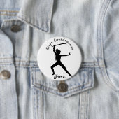 Ninja Szwaardvrouw Silhouette Thunder_Cove Ronde Button 7,6 Cm (In situ)