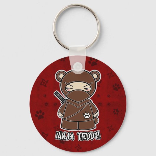 Ninja Teddy! In rode Sleutelhanger (Voorkant)