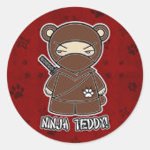 Ninja Teddy. In rode Sticker (Voorkant)