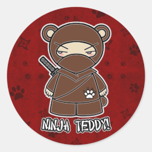 Ninja Teddy. In rode Sticker
