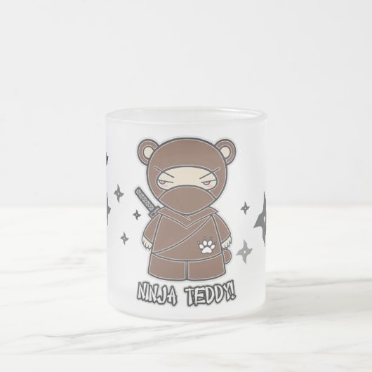 Ninja Teddy! Met Shurikens-Mok Matglas Koffiemok (Center)