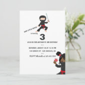 Ninja thema verjaardagsfeestje kaart (Staand voorkant)