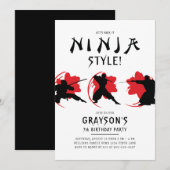 Ninja Theme Birthday Party Kaart (Voorkant / Achterkant)