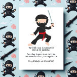 Ninja themed Birthday Party Kaart<br><div class="desc">Nodig vrienden uit voor een avontuur vol actie met deze leuke en aanpasbare verjaardagsuitnodiging met een ninja-thema! Met een schattig klein ninja-personage dat klaar is voor serieus verjaardagsplezier, is dit ontwerp ideaal voor vechtsportliefhebbers en energieke kinderen. Met ruimte om de leeftijd en de details van het evenement te personaliseren, plus...</div>