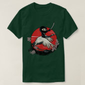 Ninja Tomo Riding Crane Japanese Fantasy Anime T-shirt (Design voorkant)