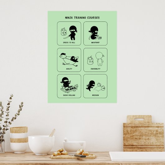 Ninja-trainingscursussen, aangepaste kleur poster (Keuken)