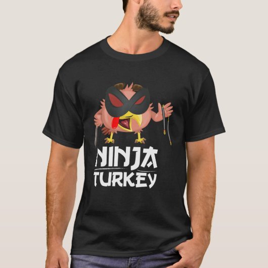 Ninja Turkije voor volwassen & Kinder Thanksgiving T-shirt (Voorkant)
