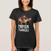 Ninja Turkije voor volwassen & Kinder Thanksgiving T-shirt (Voorkant)