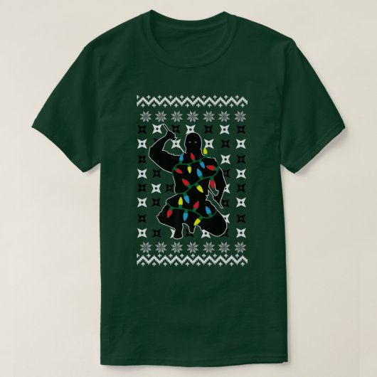 Ninja Ugly KerstSweater Design met Kerstmis T-shirt (Design voorkant)
