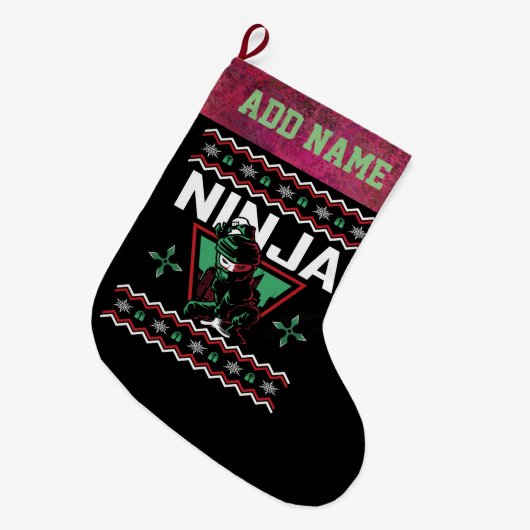 Ninja Ugly KerstSweater Grote Kerstsok (Voorkant (Hangend))