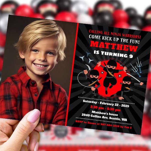 Ninja uitnodiging, Ninja verjaardag uitnodiging