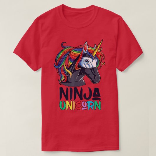 Ninja Unicorn Girls Rainbow Martial Arts Fighter T-shirt (Design voorkant)