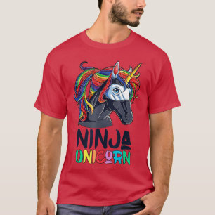 Ninja Unicorn Girls Rainbow Martial Arts Fighter T-shirt