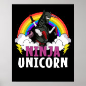 Ninja Unicorn Samurai Magical Rainbow Martial Arts Poster (Voorkant)