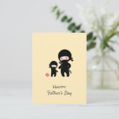Ninja Vader en Kind op Geel Briefkaart (Staand voorkant)