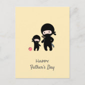 Ninja Vader en Kind op Geel Briefkaart (Voorkant)