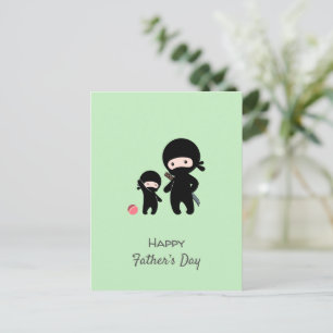 Ninja Vader en Kind over Groen Briefkaart