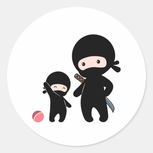 Ninja Vader en Kind Ronde Sticker (Voorkant)