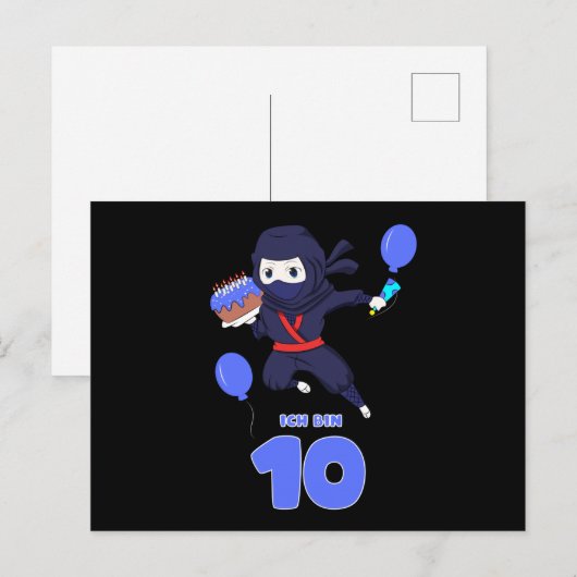 NINJA VERJAARDAG 10 10e verjaardag Jongen Comic Li Briefkaart (Voorkant / Achterkant)
