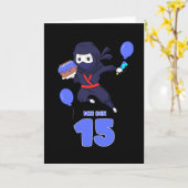 NINJA VERJAARDAG 15 15e Verjaardag Boy Comic Lover Kaart (Gele Bloem)