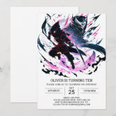 Ninja Verjaardag Avontuur voor Kinderen Kaart (Voorkant / Achterkant)