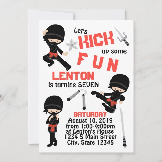 Ninja Verjaardag Kaart (Voorkant)