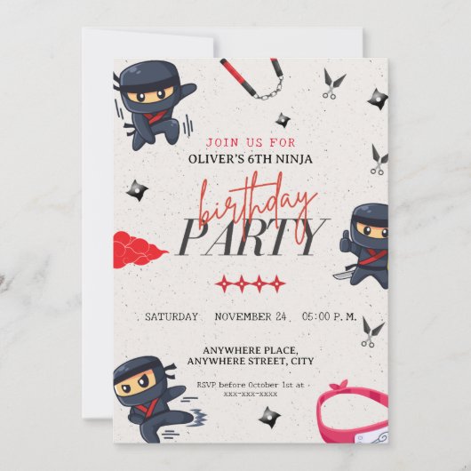 Ninja verjaardag kaart (Voorkant)