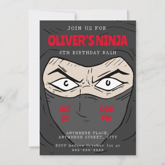 Ninja verjaardag kaart (Voorkant)