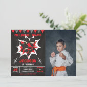 Ninja verjaardag Karate Ninja feest foto Kaart (Staand voorkant)