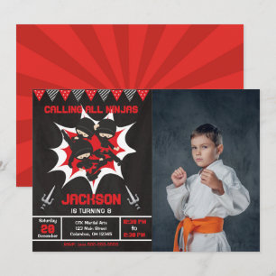 Ninja verjaardag Karate Ninja feest foto Kaart